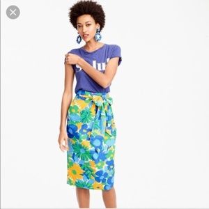 J. Crew Tie-Waist Skirt in Puckered Morning Floral Cotton